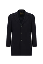 Koyu Lacivert Mono Yaka Düğmeli Cepli Kaşmir Klasik Kaşe Palto