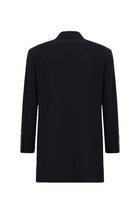Koyu Lacivert Mono Yaka Düğmeli Cepli Kaşmir Klasik Kaşe Palto