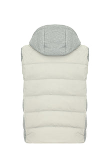 Orta Gri Çıkarılabilir Kapüşonlu Çıtçıtlı Cepli Kaz Tüyü Şişme Yelek