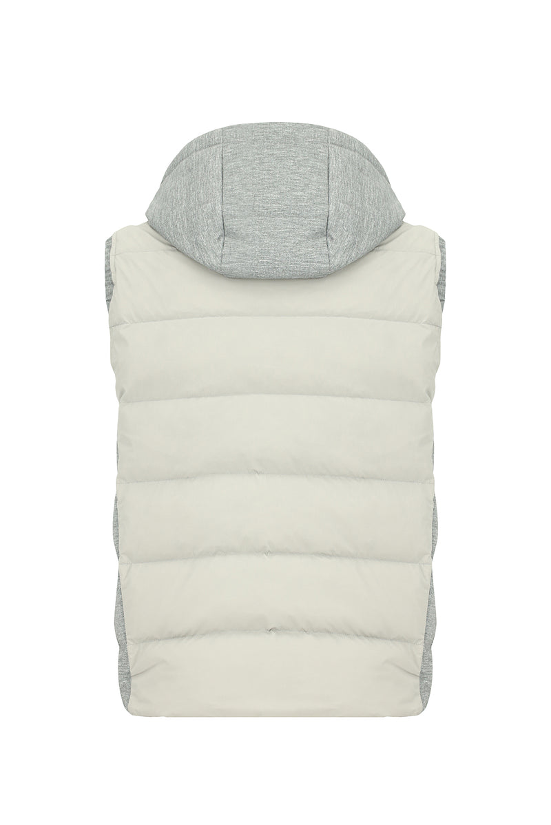Orta Gri Çıkarılabilir Kapüşonlu Çıtçıtlı Cepli Kaz Tüyü Şişme Yelek