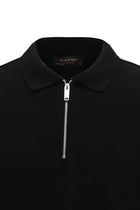 Siyah Polo Yaka Regular Fit Fermuarl? Desenli Pamuklu Sweatshirt-Abdullah Ki??l?