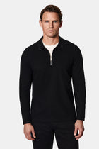 Siyah Polo Yaka Regular Fit Fermuarl? Desenli Pamuklu Sweatshirt-Abdullah Ki??l?
