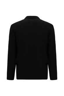 Siyah Polo Yaka Regular Fit Fermuarl? Desenli Pamuklu Sweatshirt-Abdullah Ki??l?