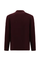 Koyu Bordo Polo Yaka Regular Fit Fermuarlı Desenli Pamuklu Sweatshirt