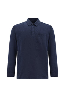 İndigo Polo Yaka Regular Fit Merserize Pamuk Sweatshirt