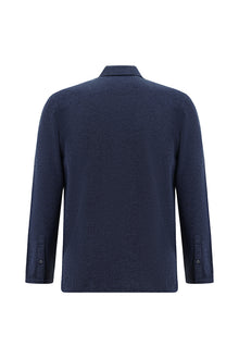 İndigo Polo Yaka Regular Fit Merserize Pamuk Sweatshirt