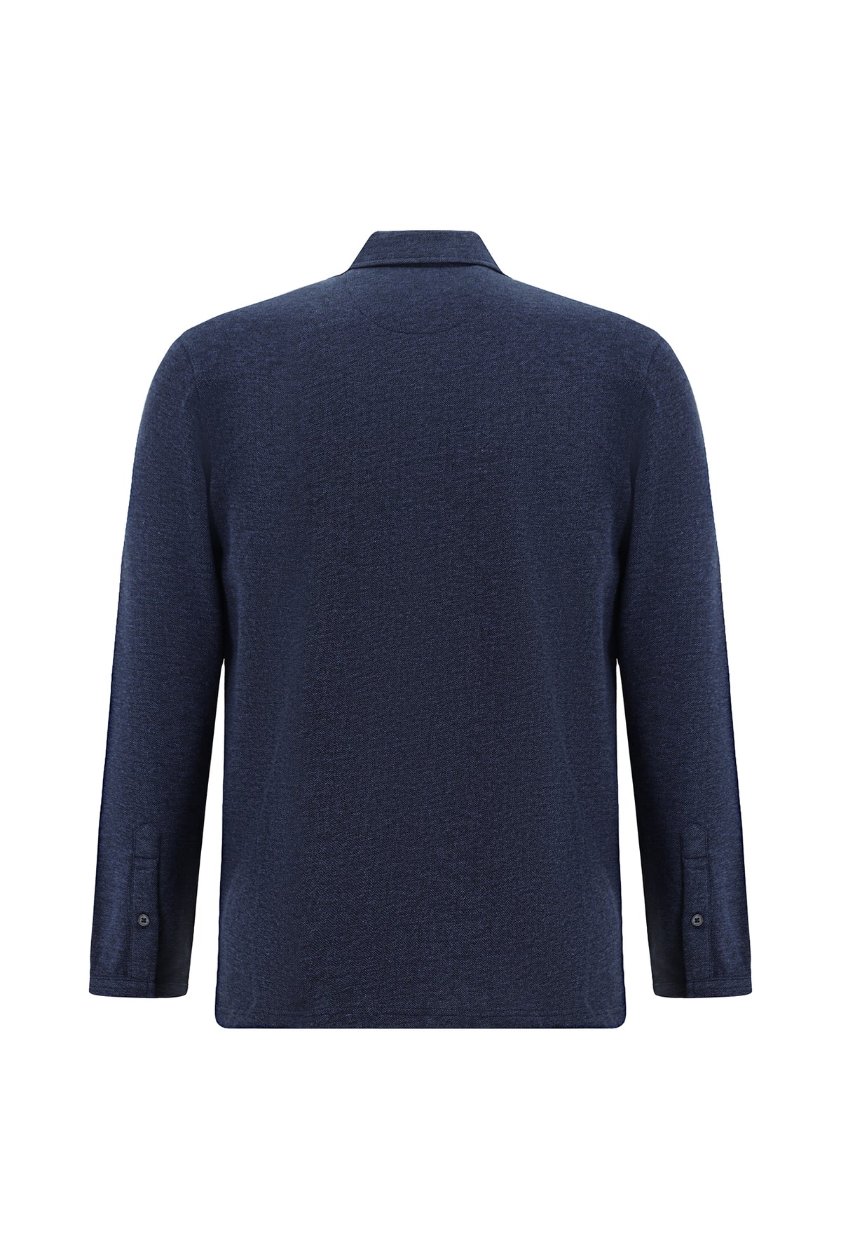 İndigo Polo Yaka Regular Fit Merserize Pamuk Sweatshirt