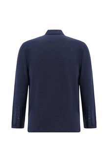 İndigo Polo Yaka Regular Fit Merserize Pamuk Sweatshirt