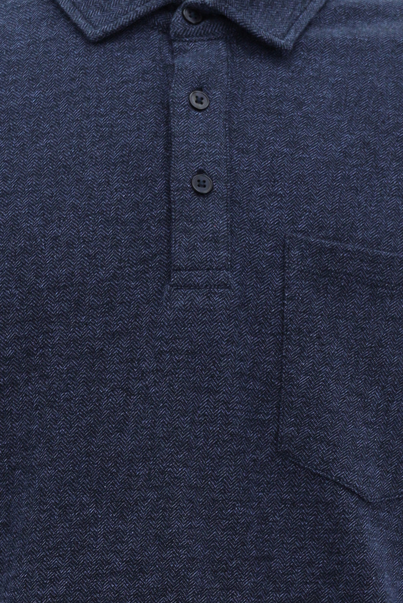 İndigo Polo Yaka Regular Fit Merserize Pamuk Sweatshirt