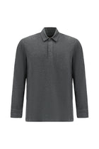 Koyu Antrasit Melanj Polo Yaka Regular Fit Merserize Pamuk Sweatshirt