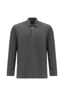 Koyu Antrasit Melanj Polo Yaka Regular Fit Merserize Pamuk Sweatshirt