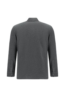 Koyu Antrasit Melanj Polo Yaka Regular Fit Merserize Pamuk Sweatshirt