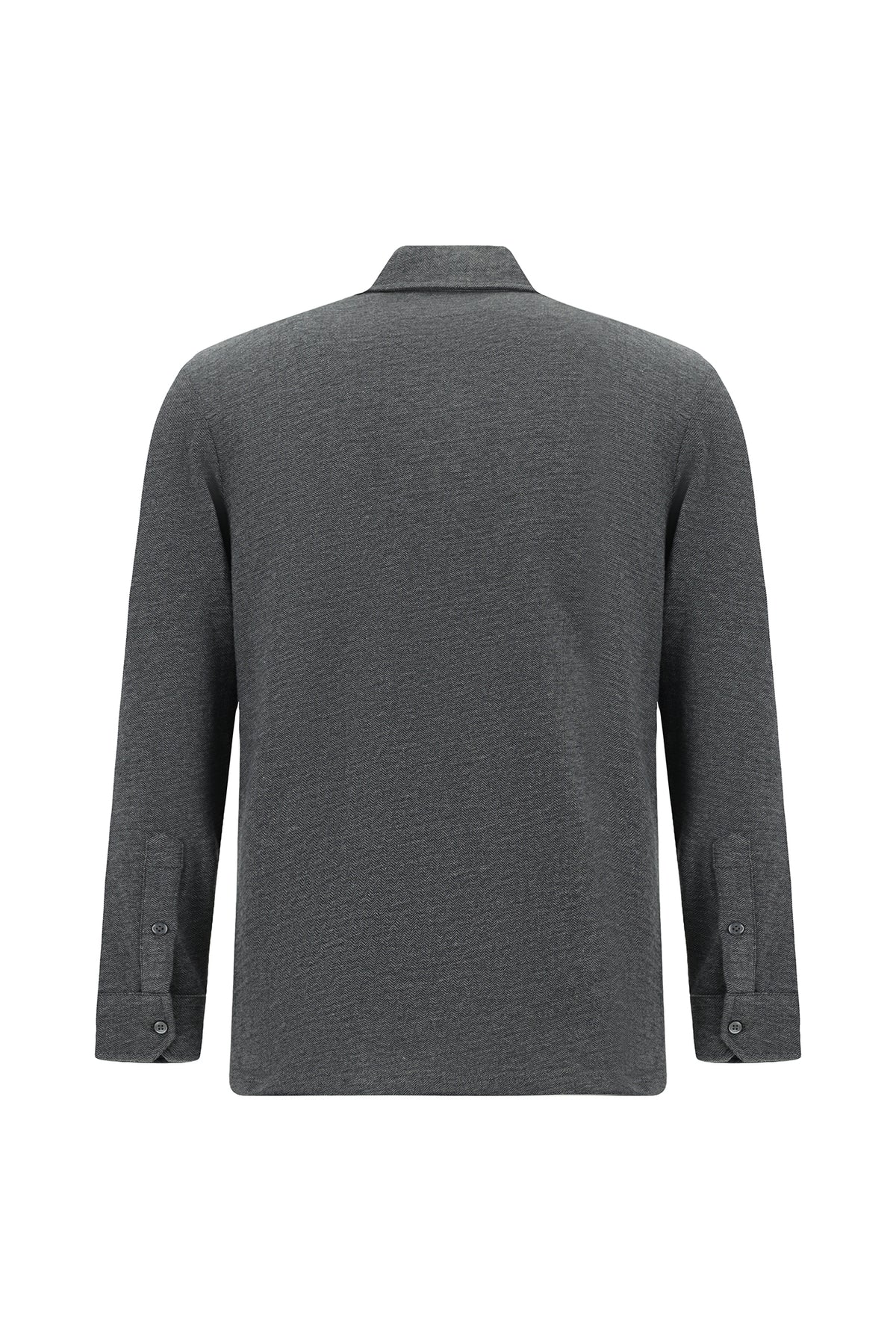 Koyu Antrasit Melanj Polo Yaka Regular Fit Merserize Pamuk Sweatshirt