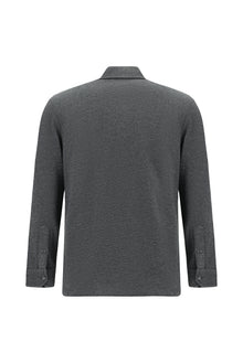 Koyu Antrasit Melanj Polo Yaka Regular Fit Merserize Pamuk Sweatshirt