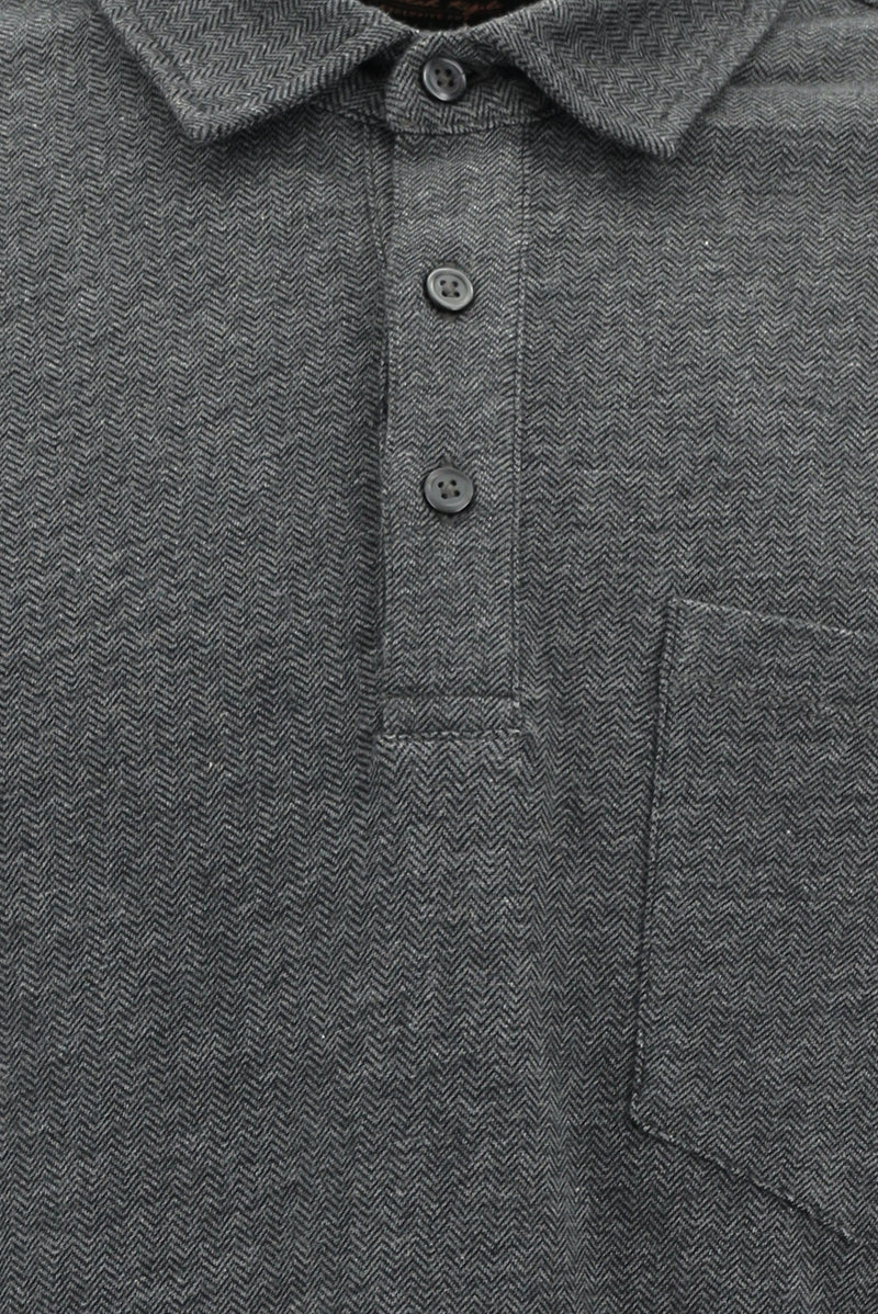 Koyu Antrasit Melanj Polo Yaka Regular Fit Merserize Pamuk Sweatshirt