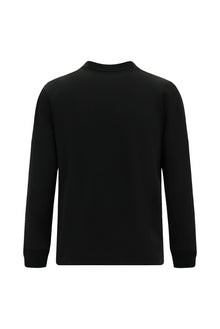 Siyah Polo Yaka Regular Fit Desenli Pamuklu Sweatshırt