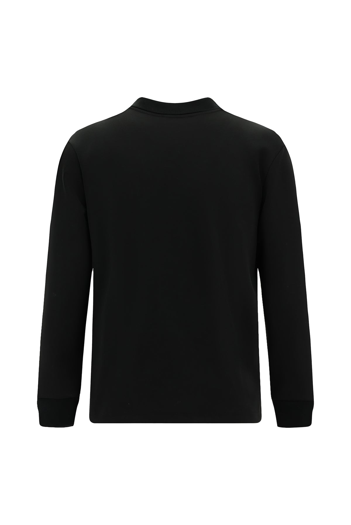Siyah Polo Yaka Regular Fit Desenli Cepli Pamuklu Sweatshirt