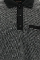 Siyah Polo Yaka Regular Fit Desenli Cepli Pamuklu Sweatshirt