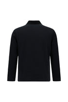Koyu Lacivert Polo Yaka Regular Fit Desenli Cepli Pamuklu Sweatshirt