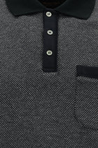 Koyu Lacivert Polo Yaka Regular Fit Desenli Cepli Pamuklu Sweatshirt