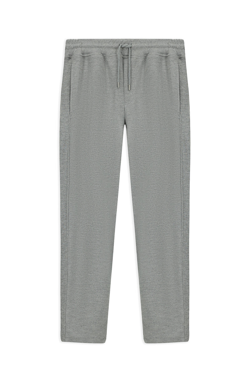 Orta Füme Melanj Regular Fit Desenli Beli Lastikli İpli Pamuklu Örme Sweatpant / Eşofman Altı