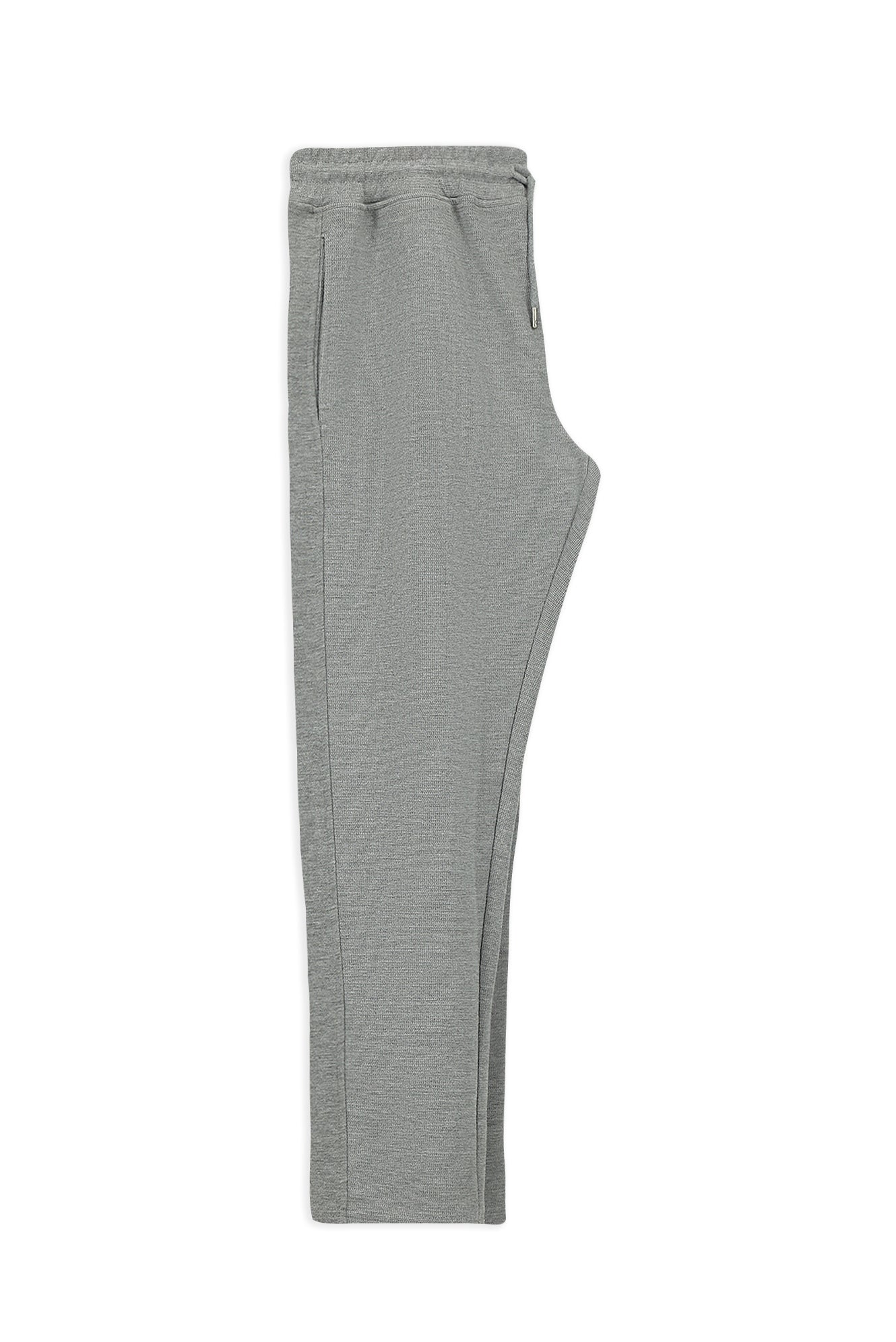 Orta Füme Melanj Regular Fit Armürlü Beli Bağcıklı Lastikli Pamuklu Sweatpant