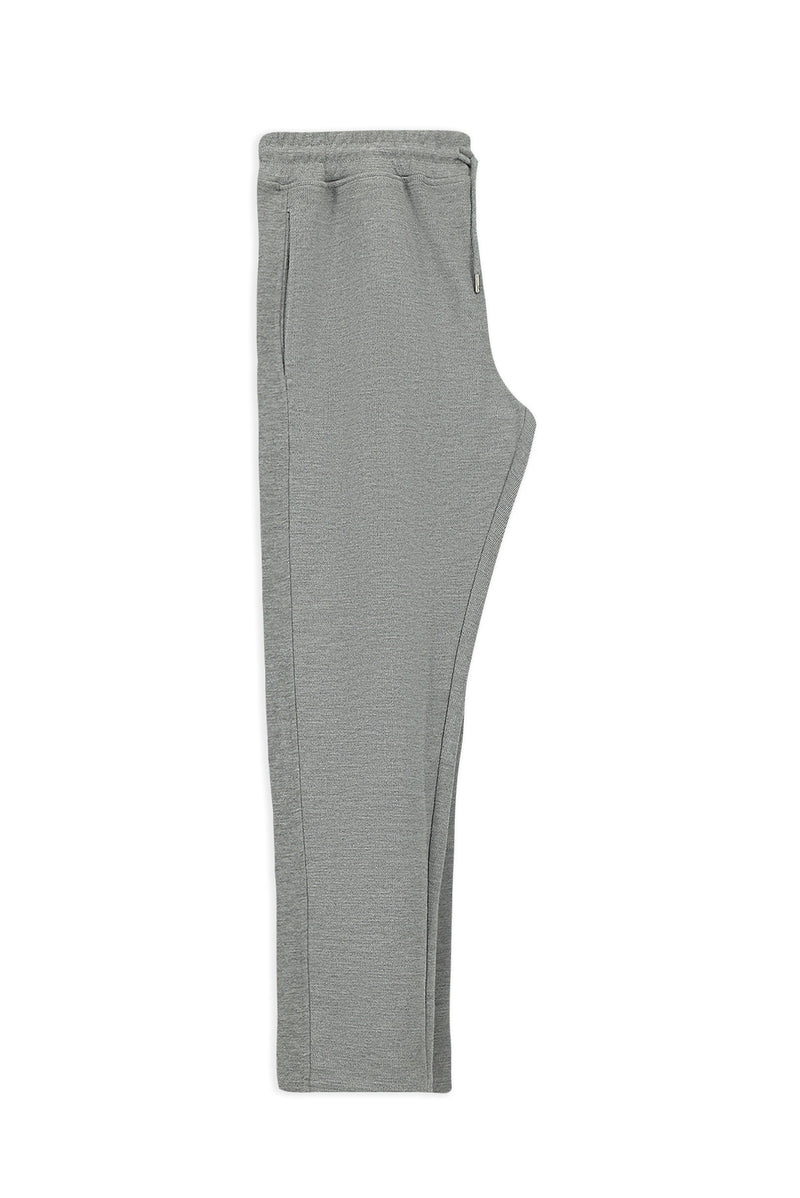 Orta Füme Melanj Regular Fit Armürlü Beli Bağcıklı Lastikli Pamuklu Sweatpant