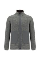 Orta Gri Fermuarlı Desenli Sweat Hırka