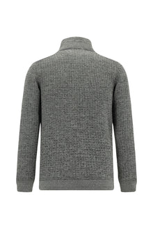 Orta Gri Fermuarlı Desenli Sweat Hırka
