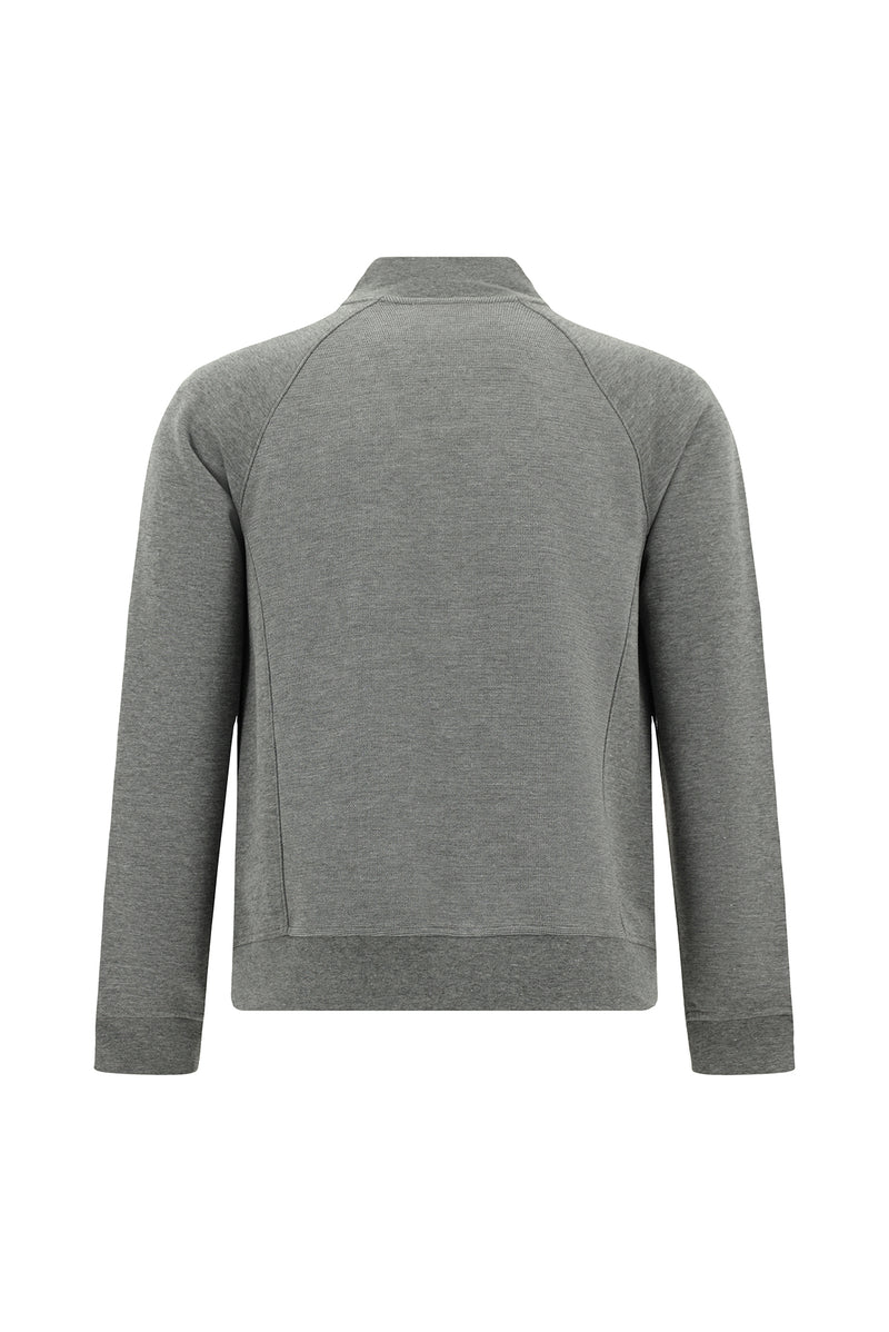 Orta Füme Melanj Pamuklu Fermuarlı Desenli Sweat Hırka