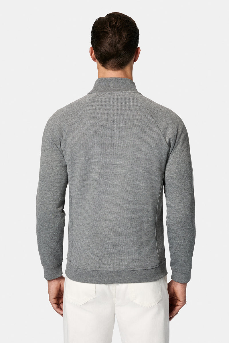 Orta Füme Melanj Dik Yaka Pamuklu Fermuarl? Cepli Desenli Sweatshirt H?rka-Abdullah Ki??l?