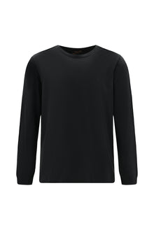 Siyah Bisiklet Yaka Regular Fit Nakışlı Pamuk Sweatshirt