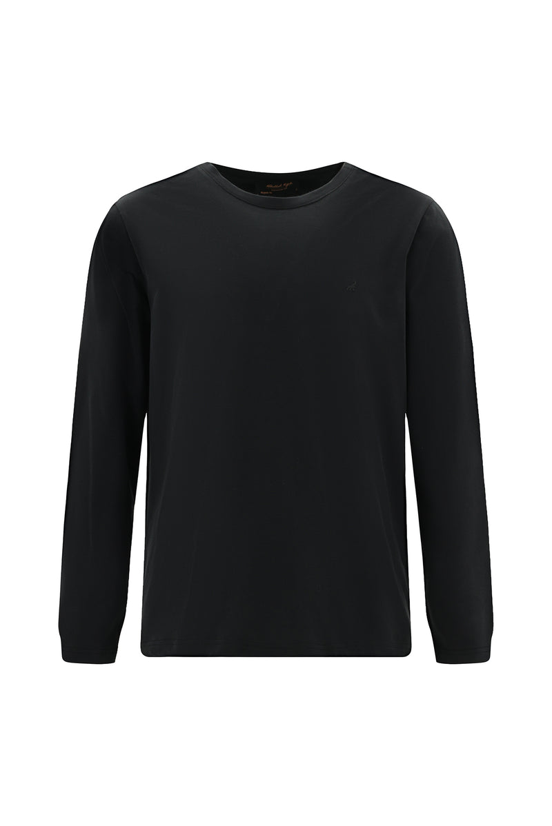 Siyah Bisiklet Yaka Regular Fit Nakışlı Pamuk Sweatshirt