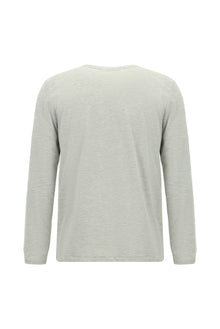 Açık Gri Melanj Bisiklet Yaka Regular Fit Nakışlı Pamuk Sweatshirt