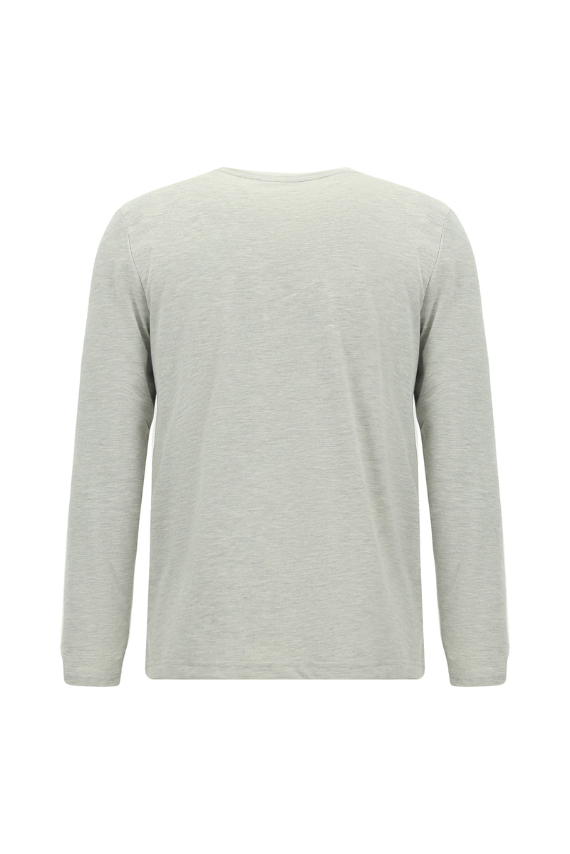 Açık Gri Melanj Bisiklet Yaka Regular Fit Nakışlı Pamuk Sweatshirt