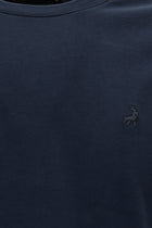 Koyu Lacivert Bisiklet Yaka Regular Fit Nakışlı Pamuk Sweatshirt