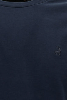 Koyu Lacivert Bisiklet Yaka Regular Fit Nakışlı Pamuk Sweatshirt