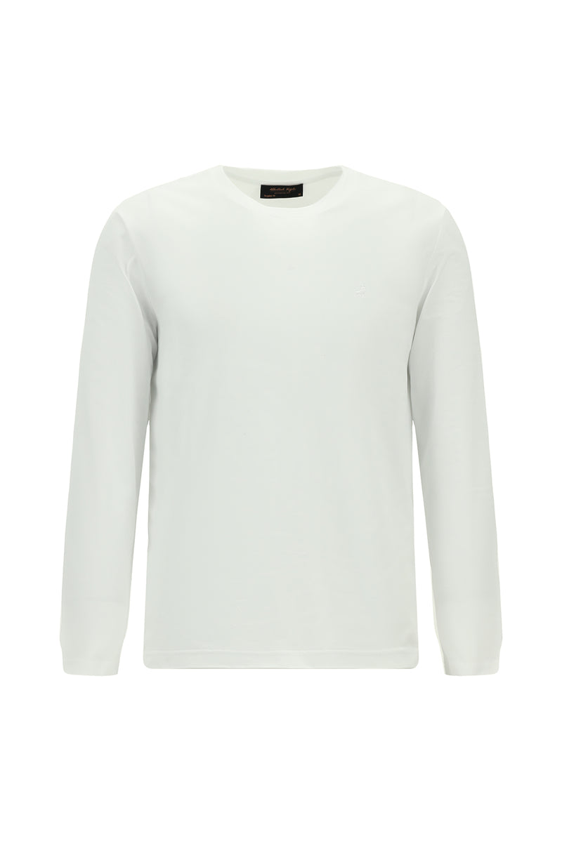Kırık Beyaz Bisiklet Yaka Regular Fit Nakışlı Pamuk Sweatshirt