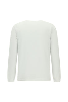 Kırık Beyaz Bisiklet Yaka Regular Fit Nakışlı Pamuk Sweatshirt