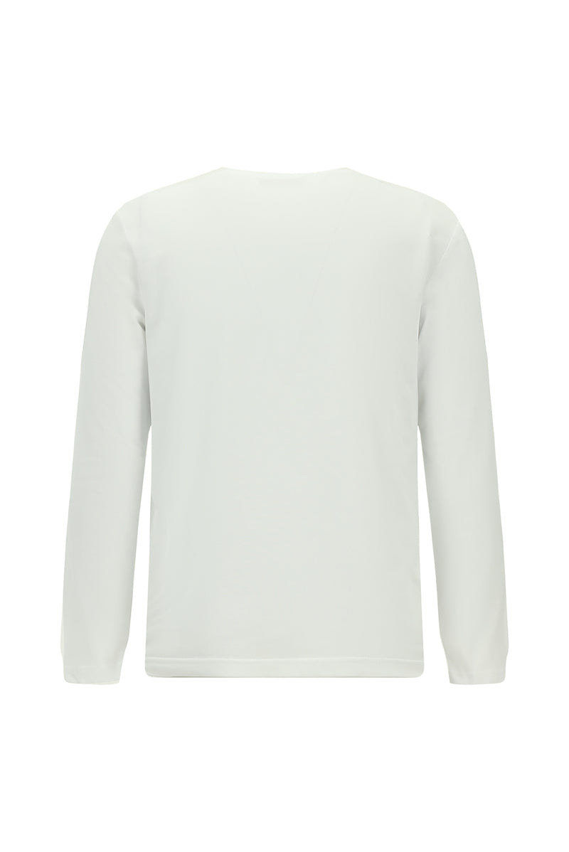 Kırık Beyaz Bisiklet Yaka Regular Fit Nakışlı Pamuk Sweatshirt