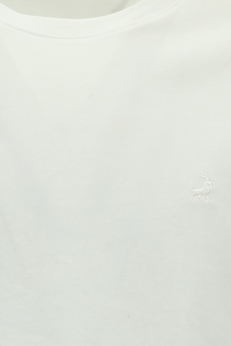 Kırık Beyaz Bisiklet Yaka Regular Fit Nakışlı Pamuk Sweatshirt