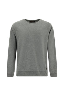 Orta Füme Melanj Bisiklet Yaka Regular Fit Desenli Pamuklu Sweatshirt