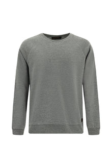 Orta Füme Melanj Bisiklet Yaka Regular Fit Desenli Pamuklu Sweatshirt