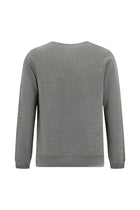 Orta Füme Melanj Bisiklet Yaka Regular Fit Desenli Pamuklu Sweatshirt