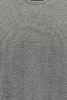 Orta Füme Melanj Bisiklet Yaka Regular Fit Desenli Pamuklu Sweatshirt
