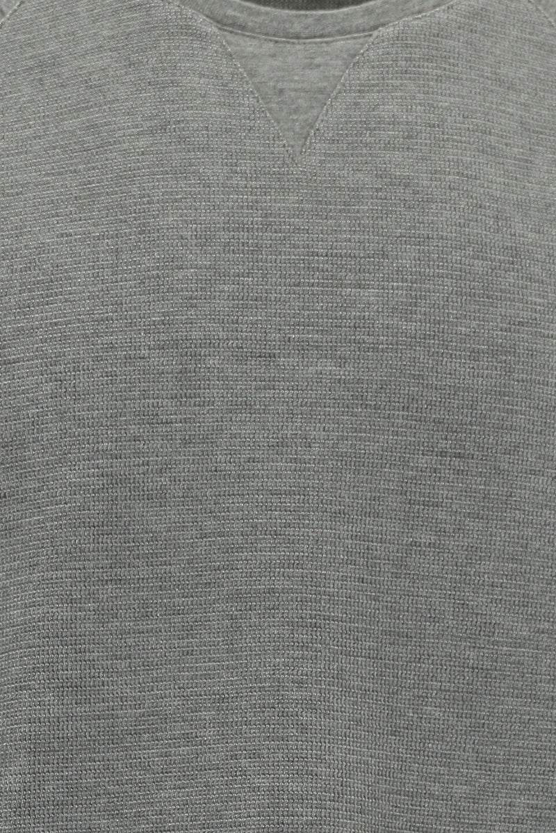 Orta Füme Melanj Bisiklet Yaka Regular Fit Desenli Pamuklu Sweatshirt
