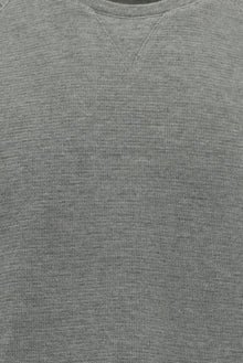 Orta Füme Melanj Bisiklet Yaka Regular Fit Desenli Pamuklu Sweatshirt