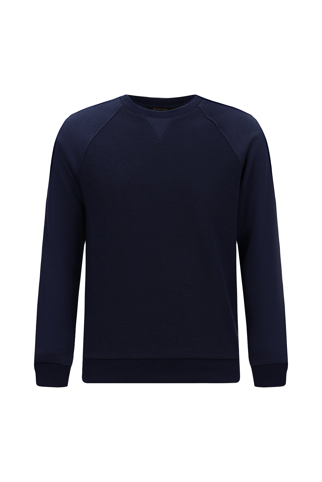 Koyu Lacivert Bisiklet Yaka Regular Fit Desenli Pamuklu Sweatshirt