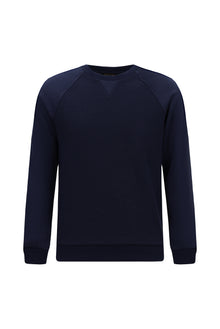 Koyu Lacivert Bisiklet Yaka Regular Fit Desenli Pamuklu Sweatshirt