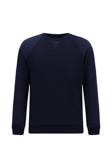 Koyu Lacivert Bisiklet Yaka Regular Fit Desenli Pamuklu Sweatshirt